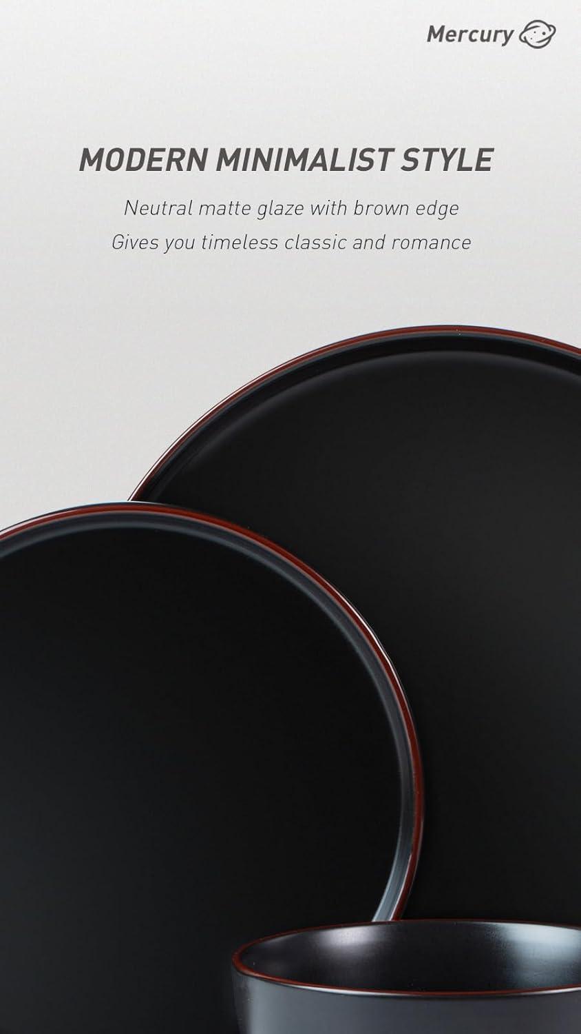 12 Pieces Stoneware Dinnerware Sets, Dishes Set for 4, Microwave and Dishwasher Safe