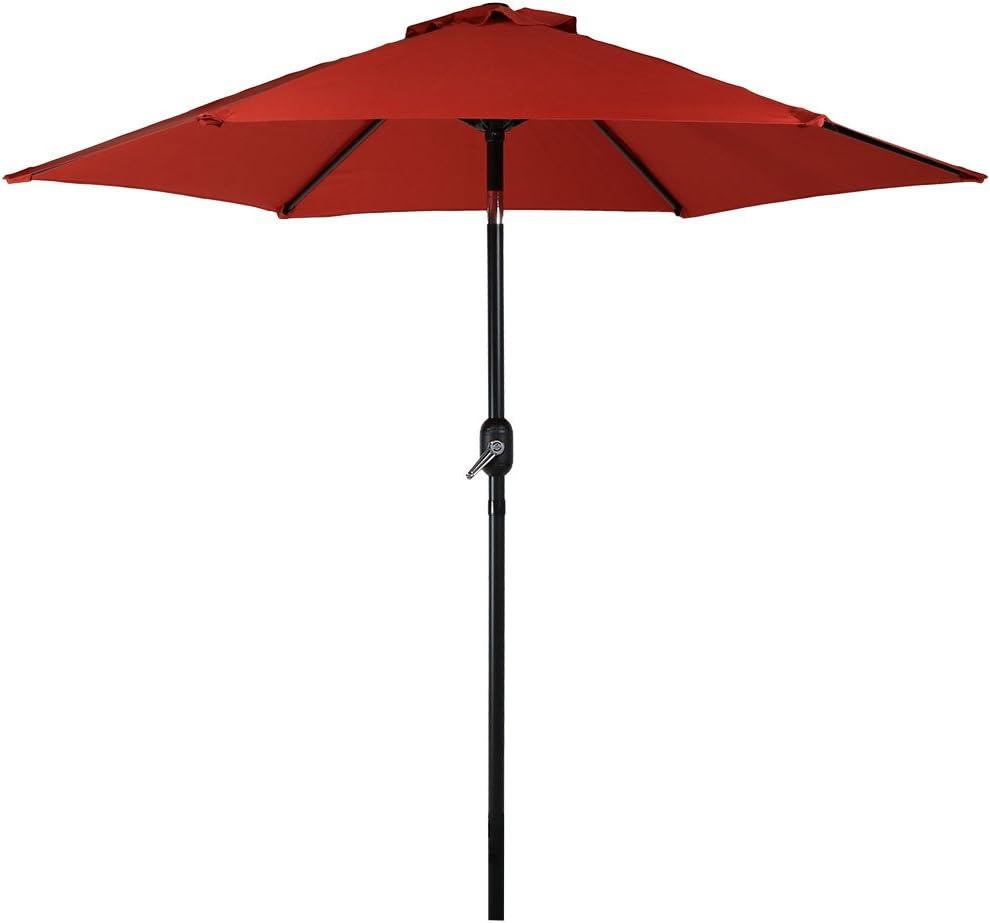 Sunnydaze Outdoor Aluminum Patio Table Umbrella with Polyester Canopy and Tilt and Crank Shade Control - 7.5' - Burnt Orange