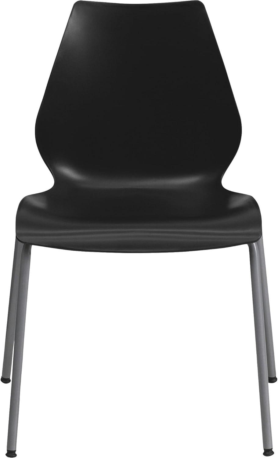 Flash Furniture HERCULES Series 770 lb. Capacity Stack Chair with Lumbar Support and Silver Frame