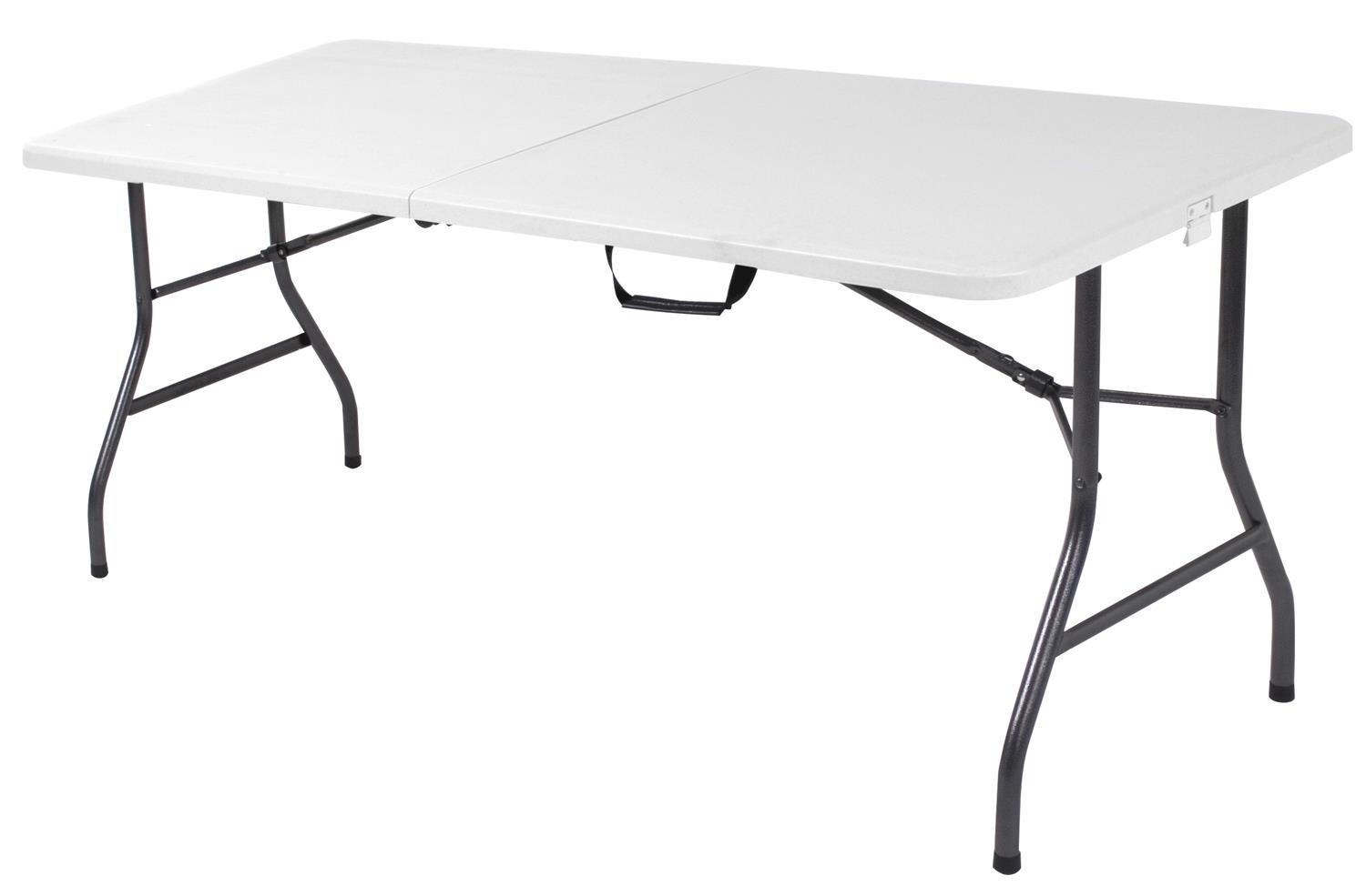 COSCO 6' Fold-in-Half Banquet Table with Handle and Locking Latch, White