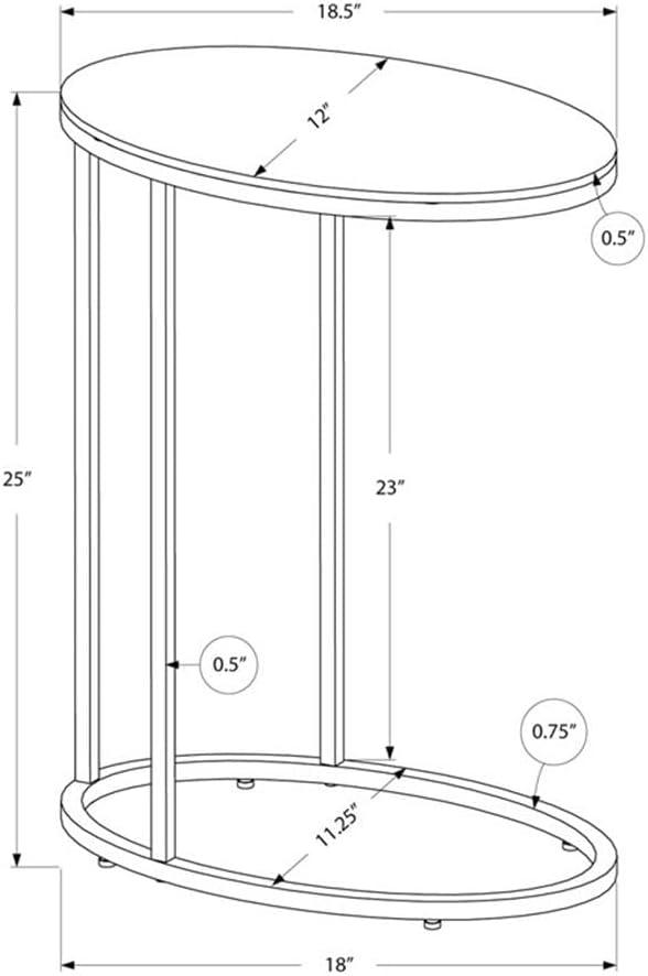 Accent Table, C-Shaped, End, Side, Snack, Living Room, Bedroom, Metal, Laminate, Glossy White, Chrome, Contemporary, Modern