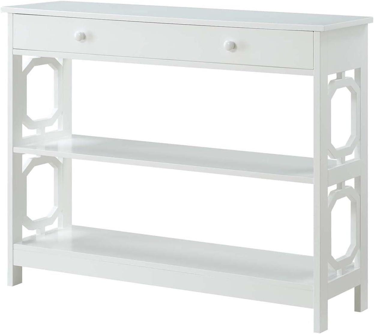 Convenience Concepts Omega Storage Console Table in White Wood Finish