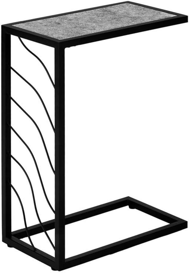 Monarch Specialties Accent Table C-Shaped End Side Snack Living Room Bedroom Metal Laminate Grey Black Contemporary Modern