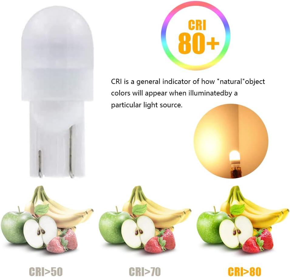 Cheopha T10 T5 Wedge Base LED Bulb 12VDC Landscape Wedge Bulb, 194 168 W5W LED Bulbs for Outdoor Landscape Path Step Deck Lights Cool White 6000k 1W Pack of 6