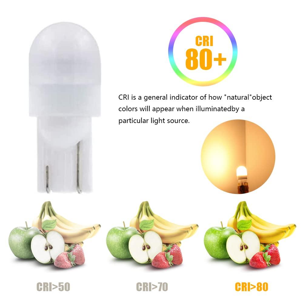 Cheopha T10 T5 Wedge Base LED Bulb 12VDC Landscape Wedge Bulb, 194 168 W5W LED Bulbs for Outdoor Landscape Path Step Deck Lights Cool White 6000k 1W Pack of 6