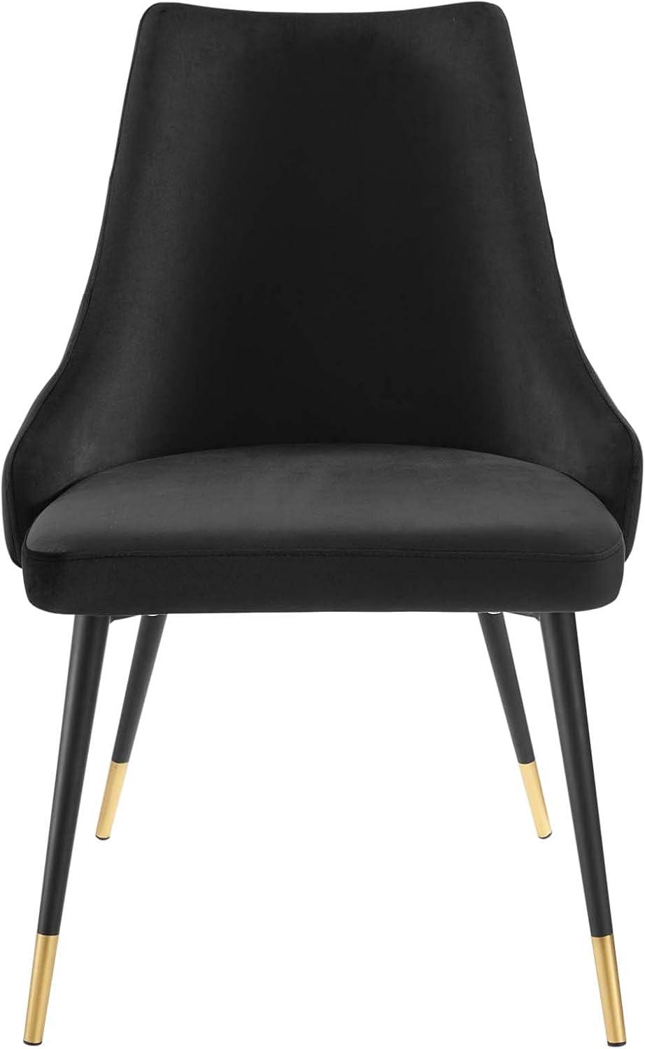 Elegant Black Velvet Dining Side Chair with Gold Tapered Legs