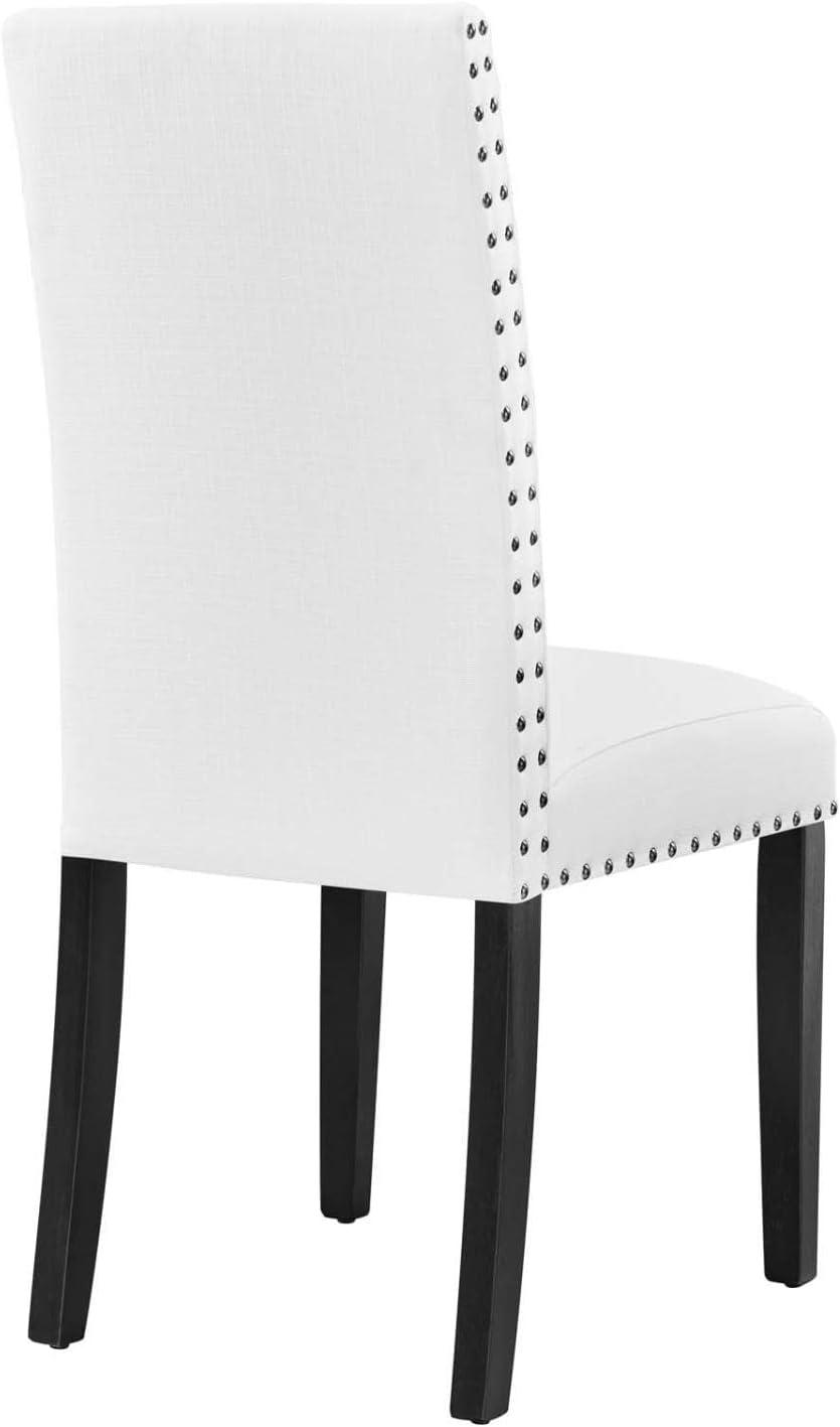 Modway Parcel Wood and Upholstered Fabric Dining Side Chair in White