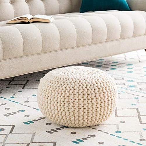 Surya Su Pouf Area Rug POUF-78 Antique White Purl Knitted 18" x 18" x 12"