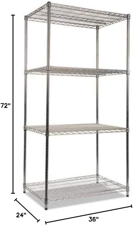 NSF Certified Industrial 4-Shelf Wire Shelving Kit 36w x 24d x 72h, Silver