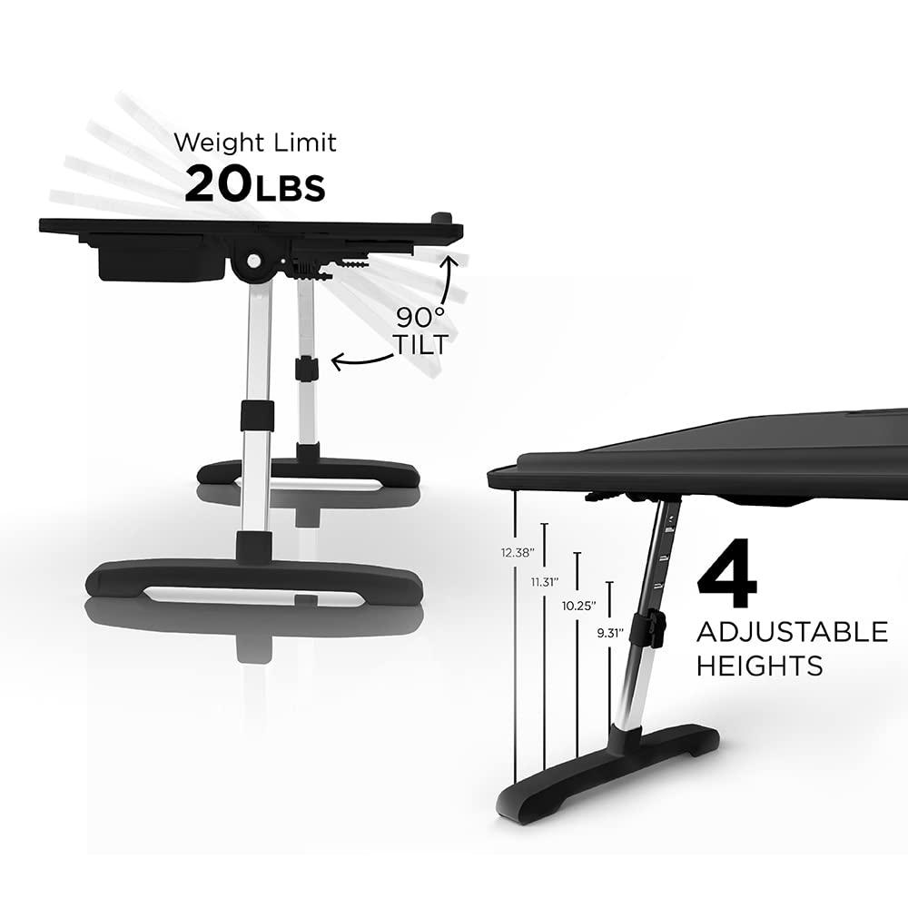 Limitless TotalDesk Portable Workstation Lap Desk with 12.3" Adjustable Height and Tilt 5.8lb - Black