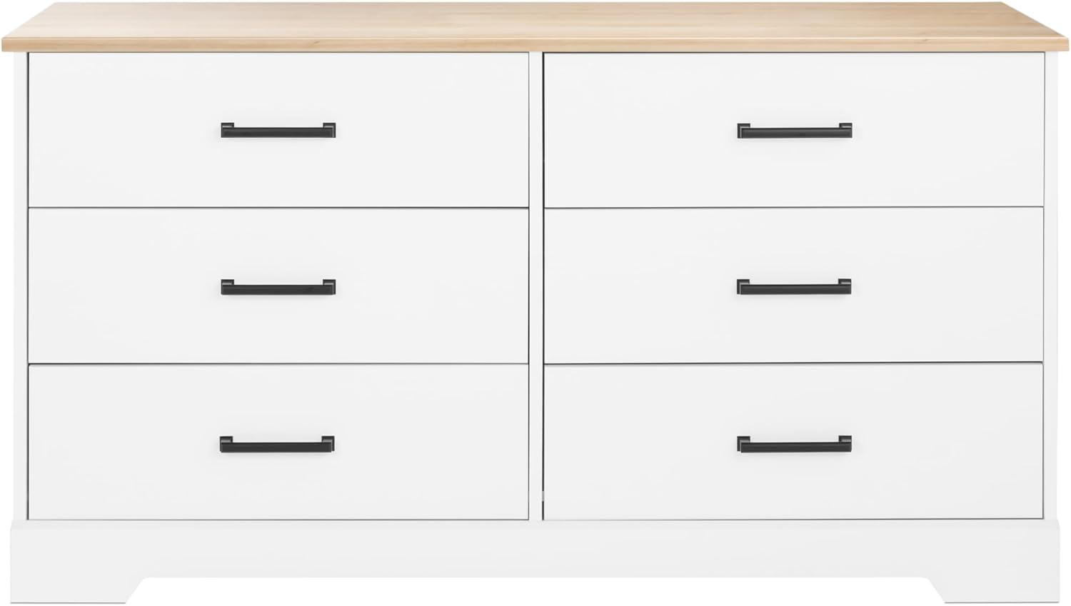 Prepac Rustic Ridge Farmhouse 6 Drawer Bedroom Dresser White/Oak
