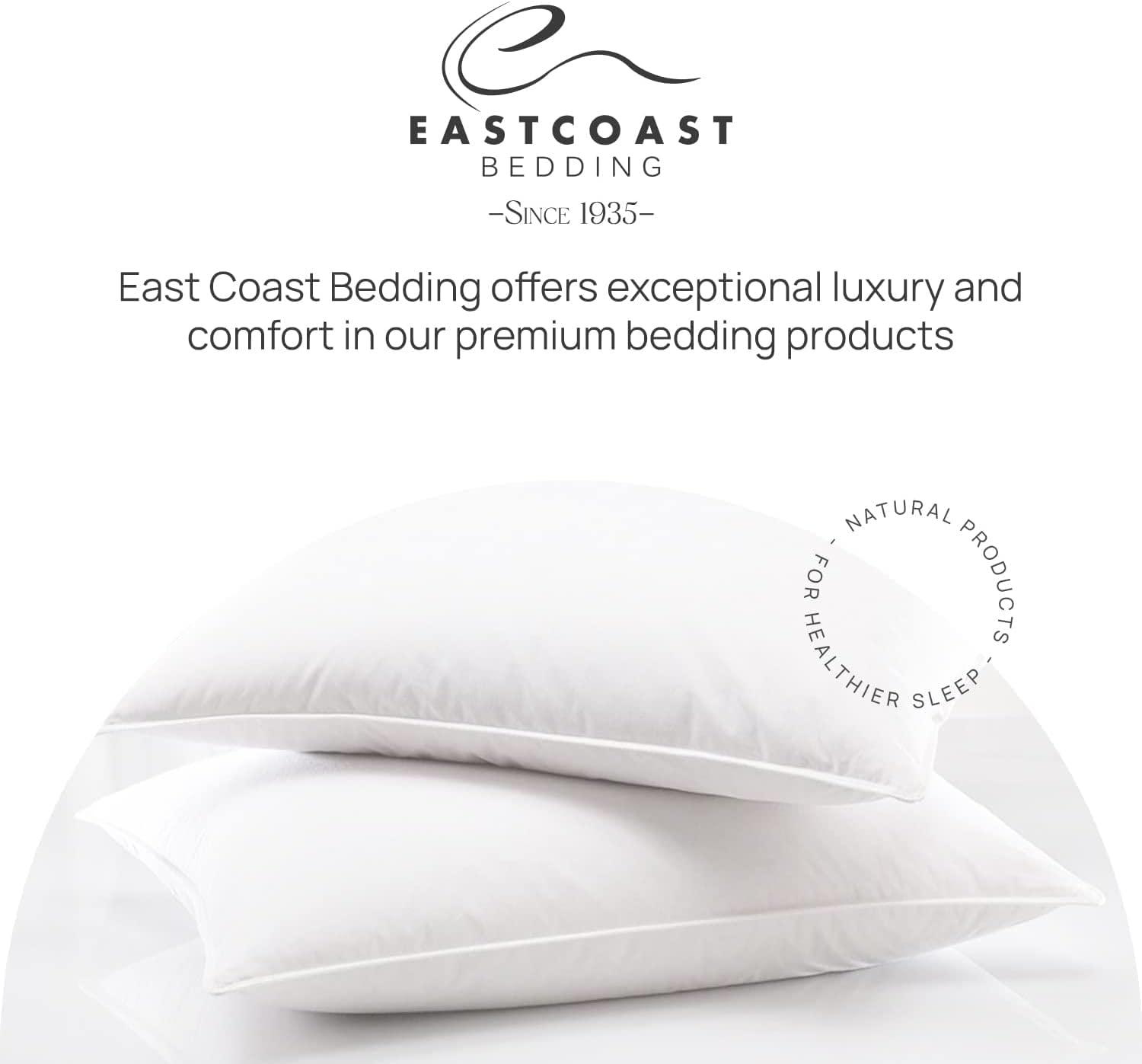 East Coast Bedding Cozy Dream Firm Goose Feather Down Pillow Support Queen Size Set of 2