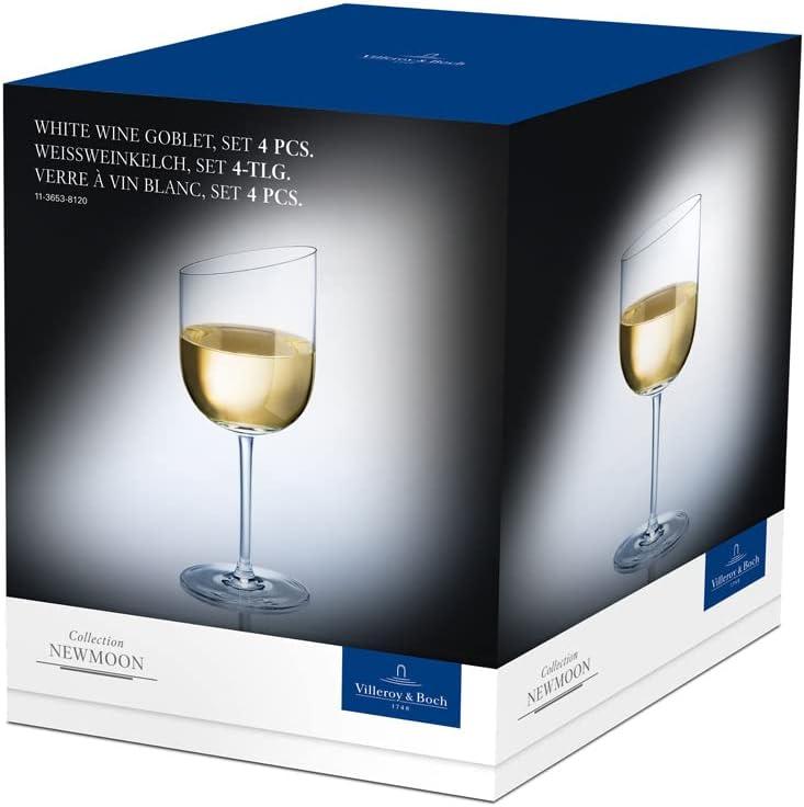 NewMoon 10 oz Clear Crystal White Wine Glass Set of 4