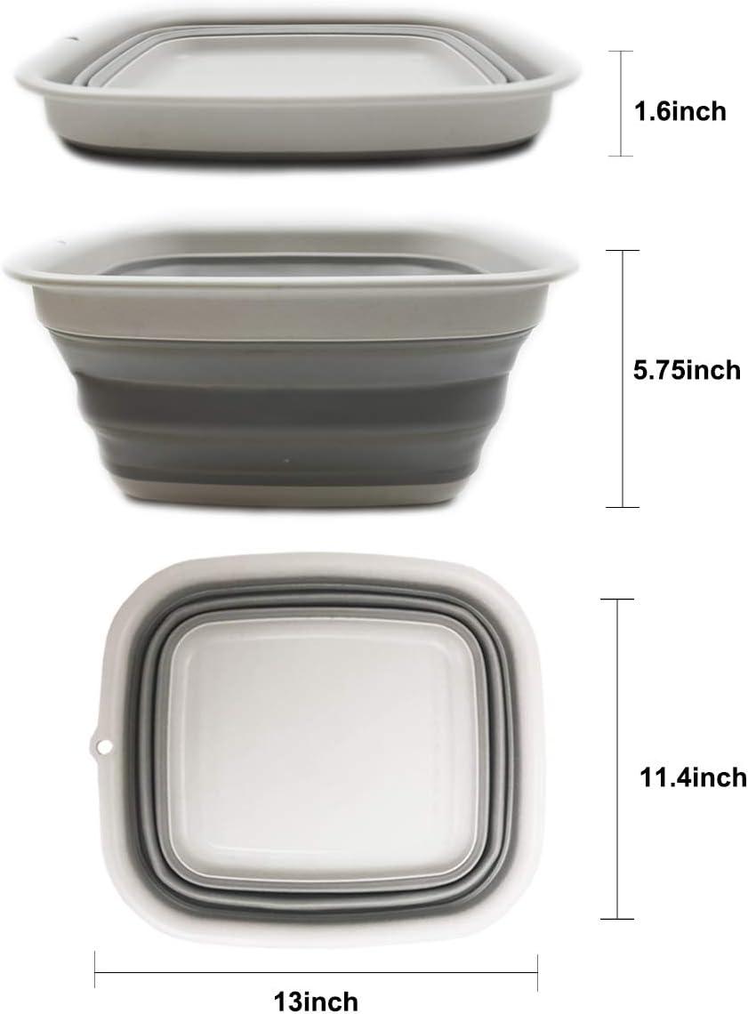 SAMMART 7.7L (2 Gallon) Collapsible Tub - Foldable Dish Tub, Grey
