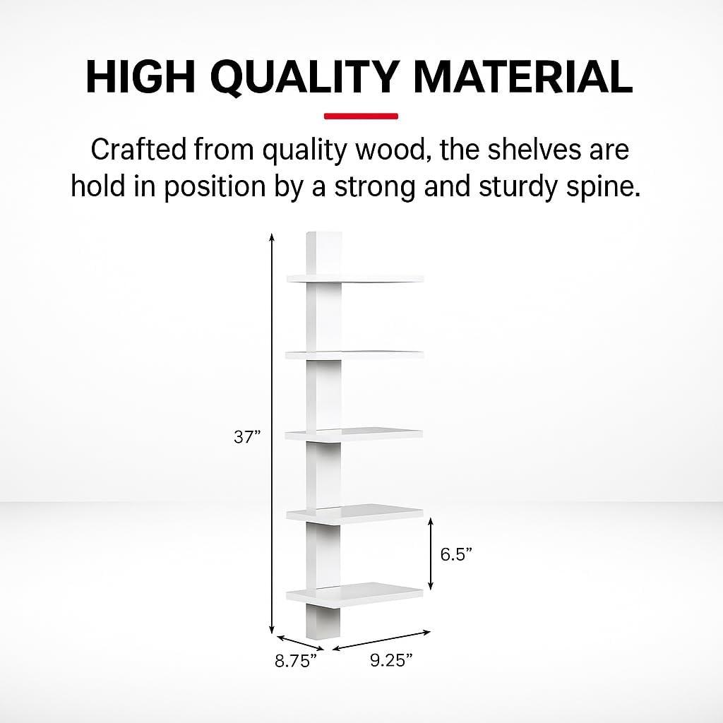 Spine Wall Book Shelves Stylish and Functional White - Proman Products