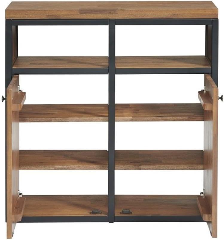 Alaterre Lloyd 31" Wide Rustic Industrial Metal Frame Shoe Storage Cabinet