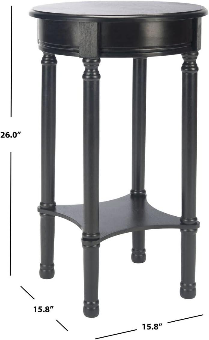 Elegant Turned Leg Round Wood Accent Table in Sleek Black