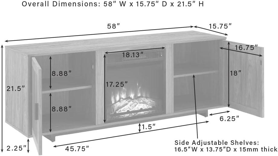 58" Silas Low Profile TV Stand for TVs up to 65" with Fireplace Walnut - Crosley