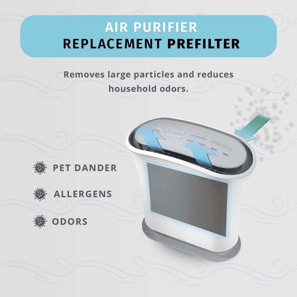 Homedics Total-Clean Replacement Odor Filter, Works with Homedics AP-25 Air Purifier & AF-20FL Air Filter, Pre-filter Reduces Household Odors, Built-in activated carbon prefilter