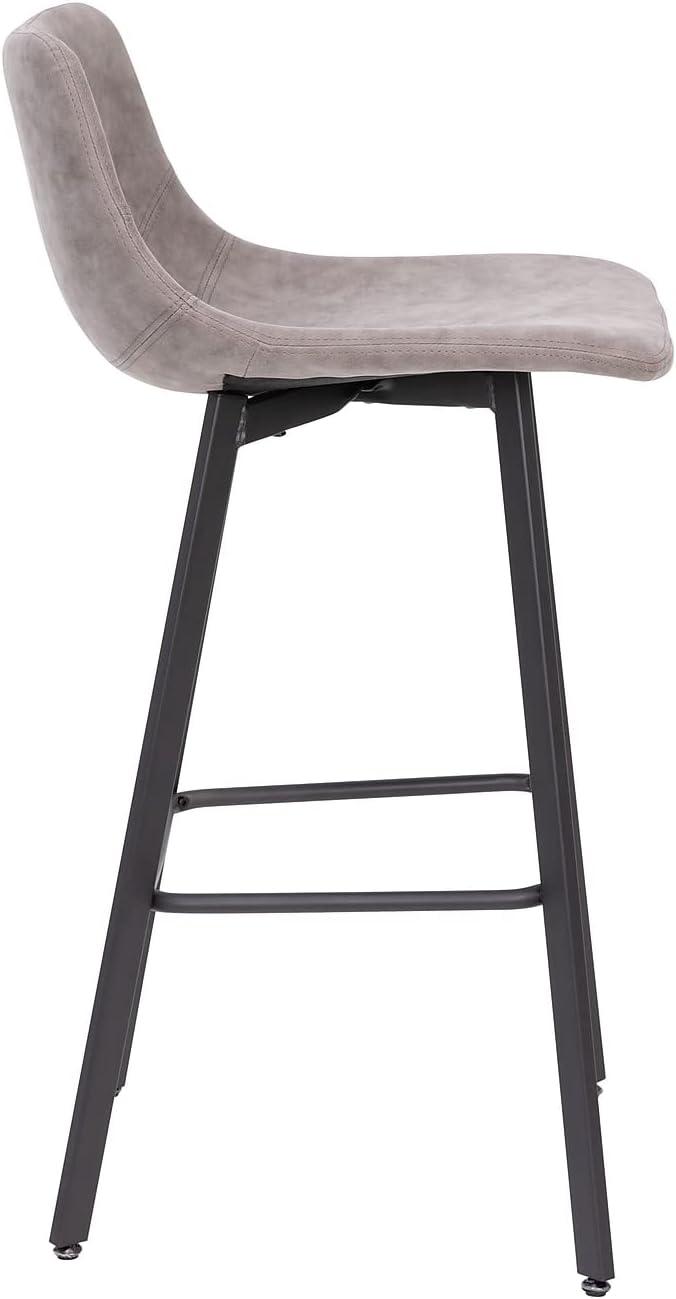 Flash Furniture Set of 2 Commercial Indoor Armless Iron Barstools - Gray LeatherSoft