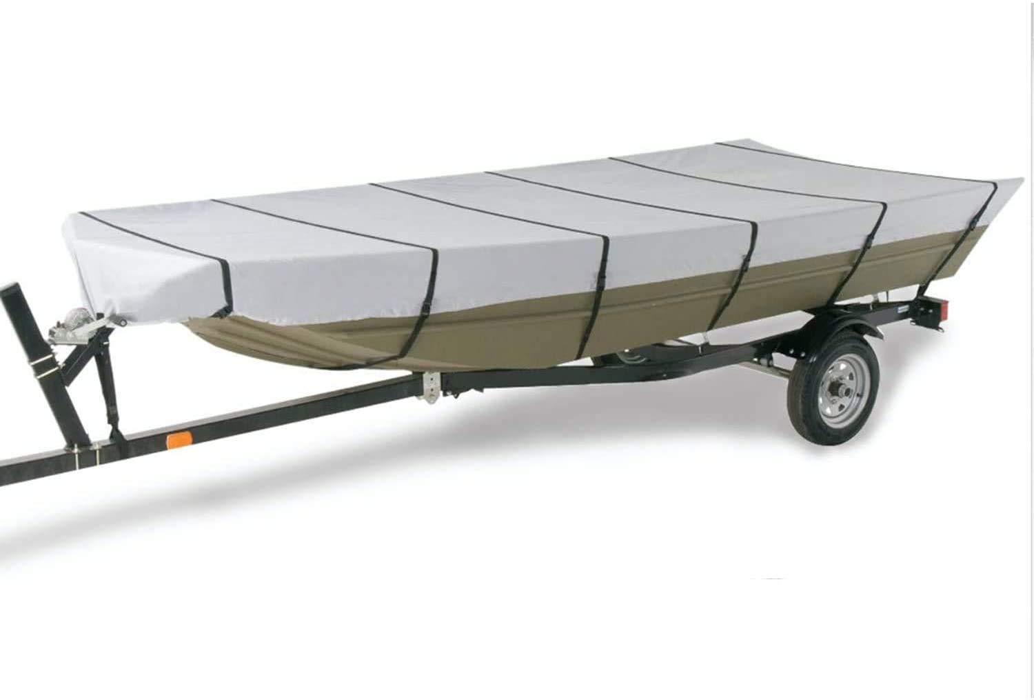 Genrics 14Ft Boat Cover Waterproof Heavy Duty Trailerable Replacement for Jon Boat Grey