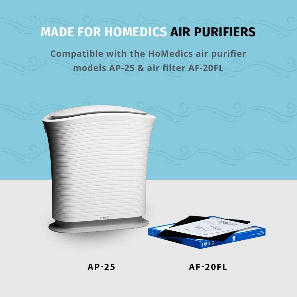 Homedics Total-Clean Replacement Odor Filter, Works with Homedics AP-25 Air Purifier & AF-20FL Air Filter, Pre-filter Reduces Household Odors, Built-in activated carbon prefilter