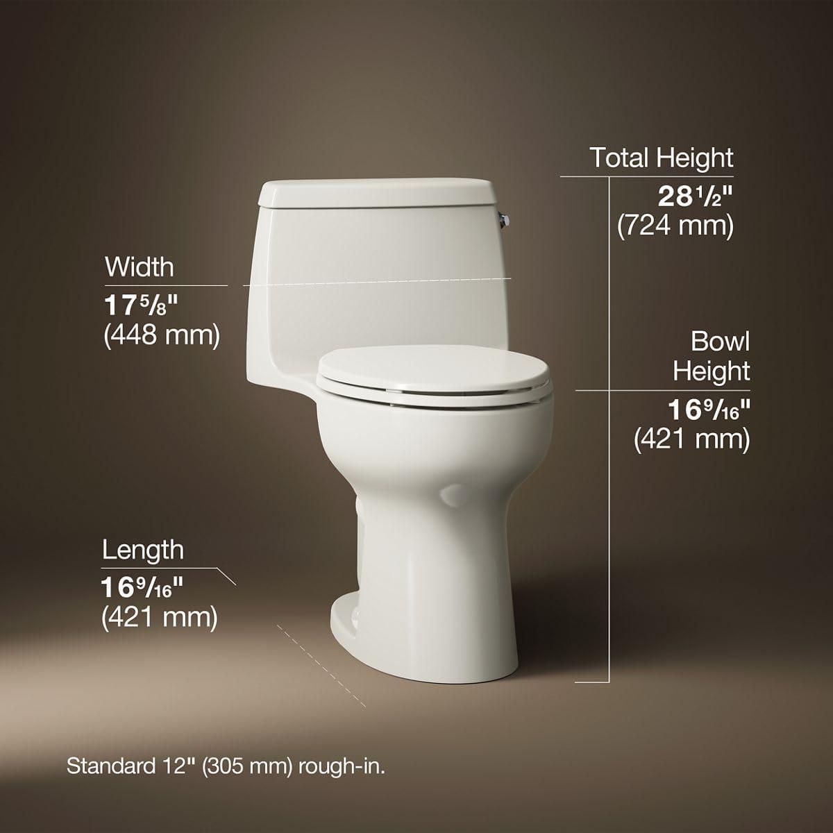 Santa Rosa Comfort Height One-Piece Compact Elongated 1.28 Gpf Toilet With Revolution 360 Swirl Flushing Technology
