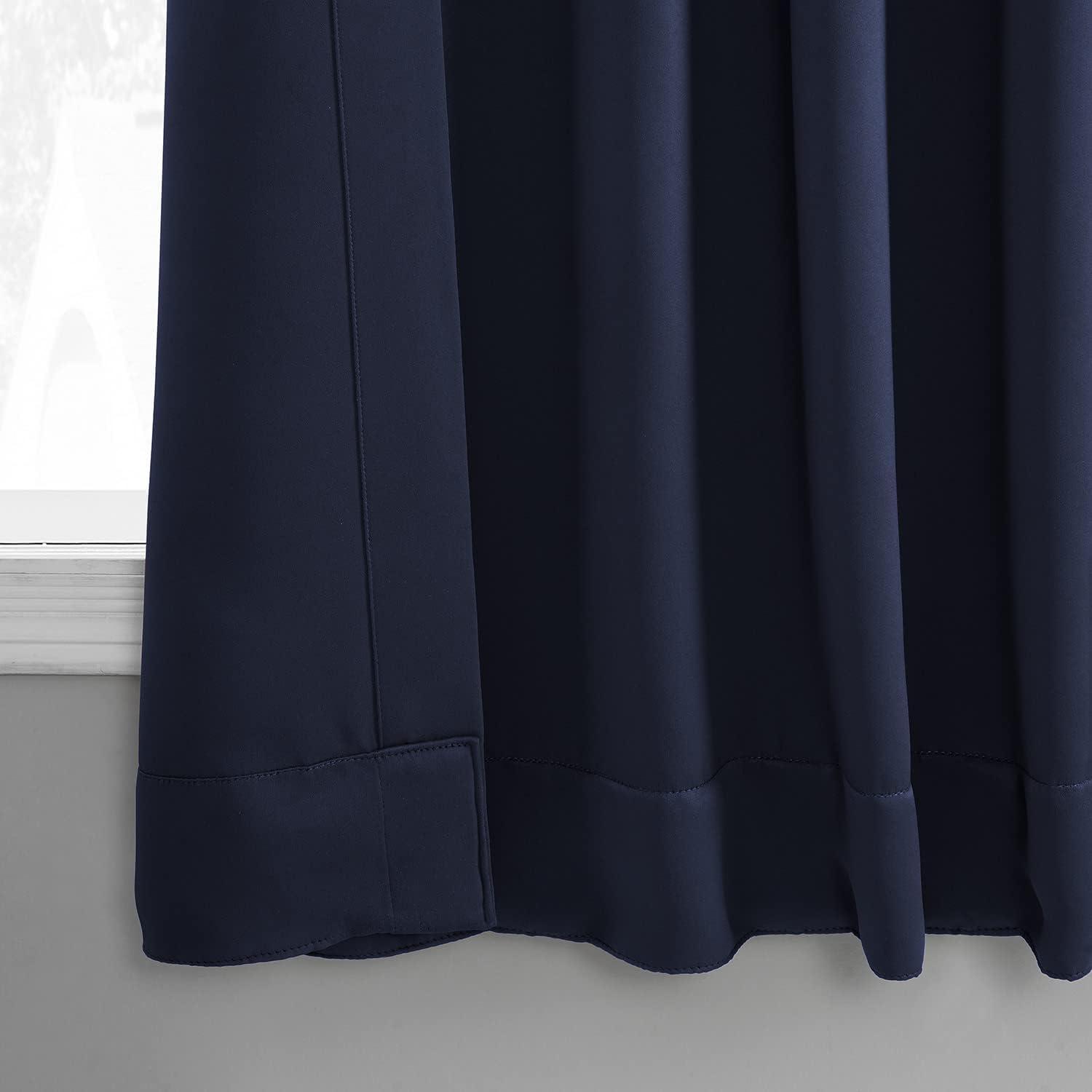 Navy Blue Pole Pocket Blackout Room Darkening Curtain (1 Panel), Navy Blue, 50W X 63L