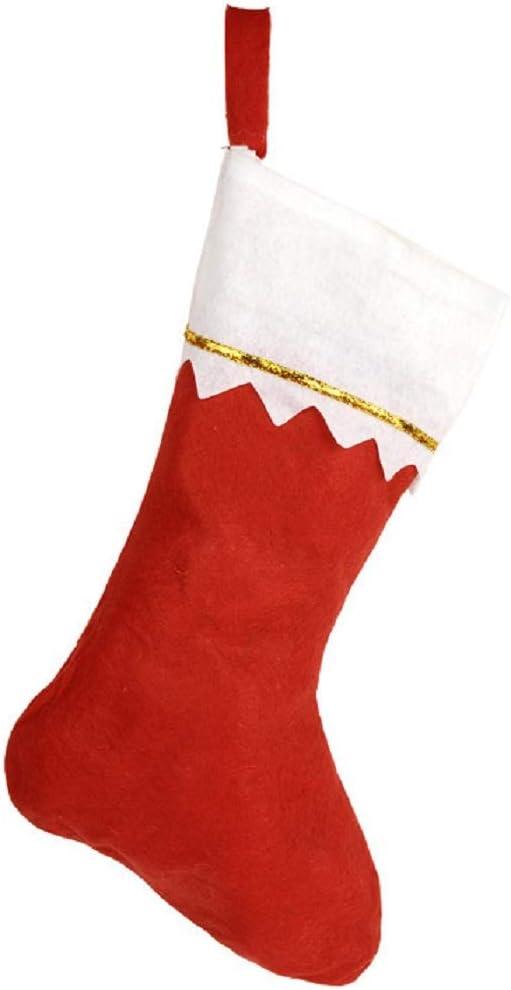 XYK Clearance 12 Pack Christmas Stockings 15 Inches Red and White Stockings with Gold Trim Perfect for Family Holiday Decorations Rustic Santa Stockings for Christmas Home Bedroom and Party Decor Made