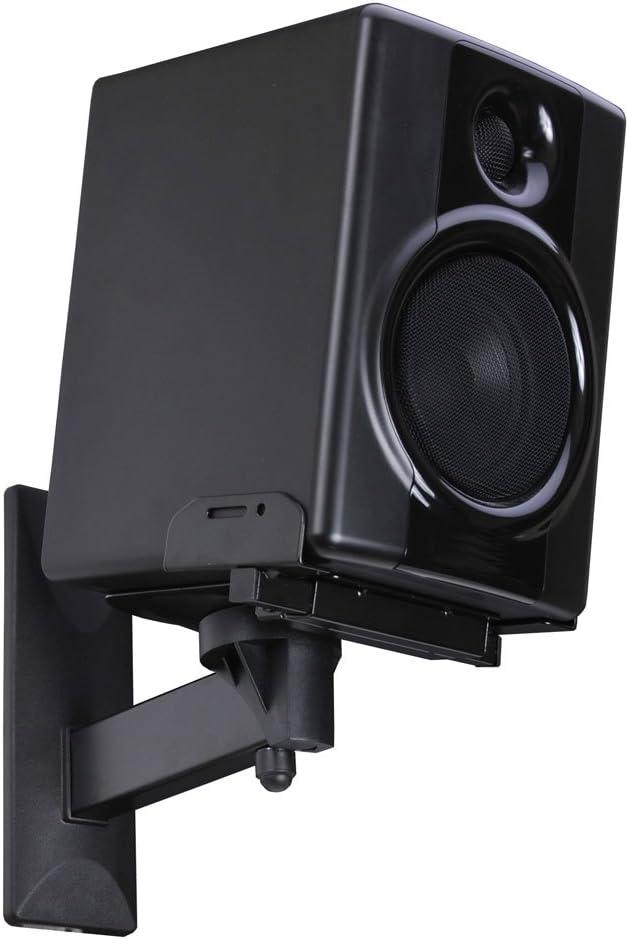 Black Adjustable Wall Mount Speaker Brackets with Swivel and Tilt