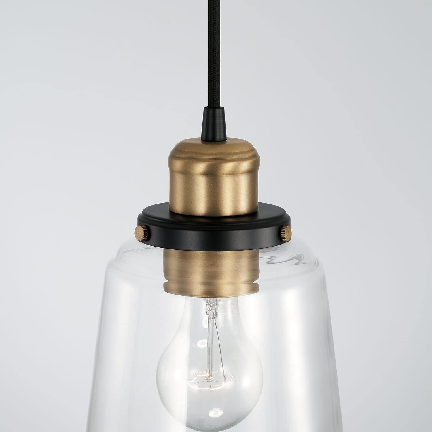 1 Light Pendant-Aged Brass, Black Finish Capital Lighting 3718Ab-135