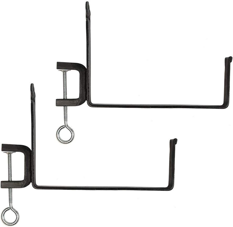 5" x 10" Pair of Clamp-On Steel Flower Box Brackets Black - ACHLA Designs: Secure Deck Rail Mounting, Easy Storage