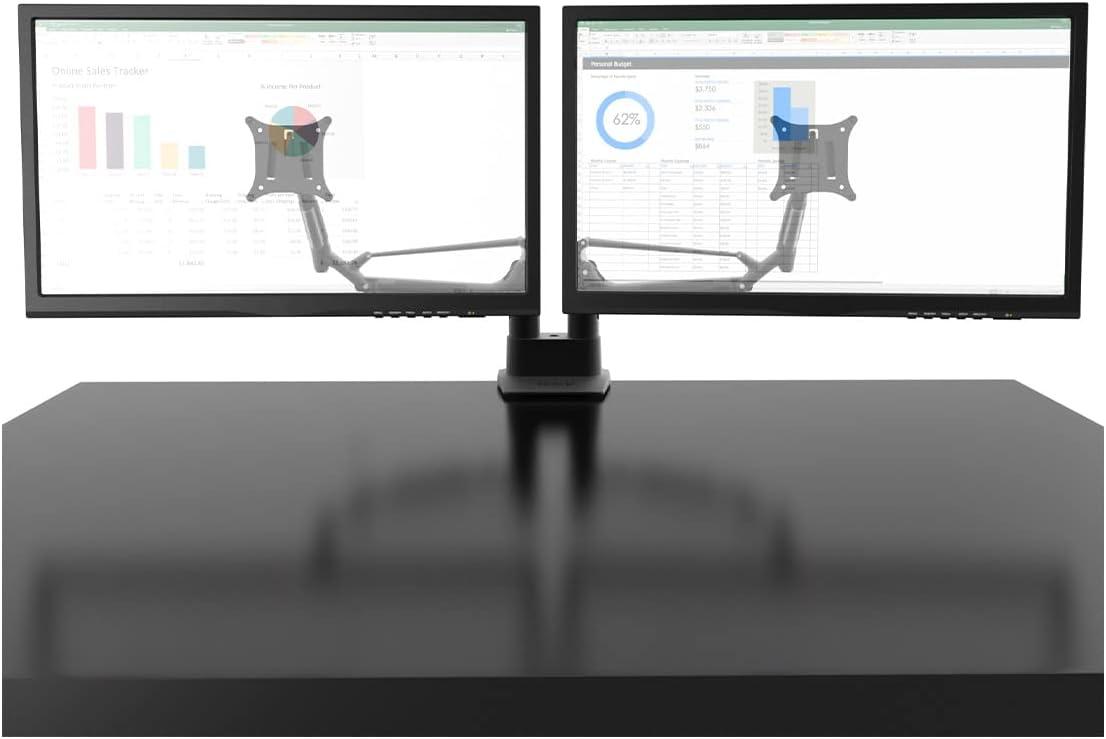 Black Aluminum Dual Monitor Desktop Mount with 360° Rotation