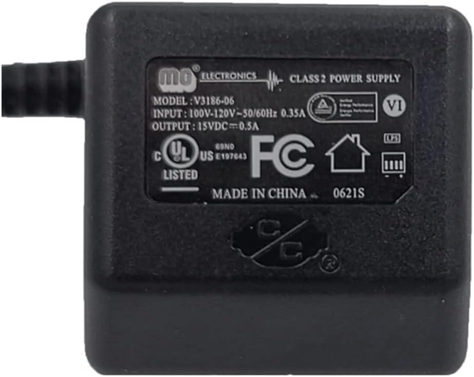 Black 15V DC Wall Mount Power Adapter