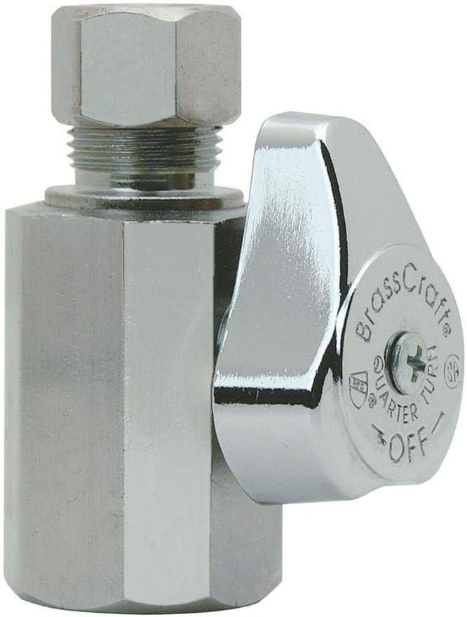 BrassCraft Chrome-Plated 1/2" FPT x 3/8" MPT Quarter Turn Shut-Off Valve