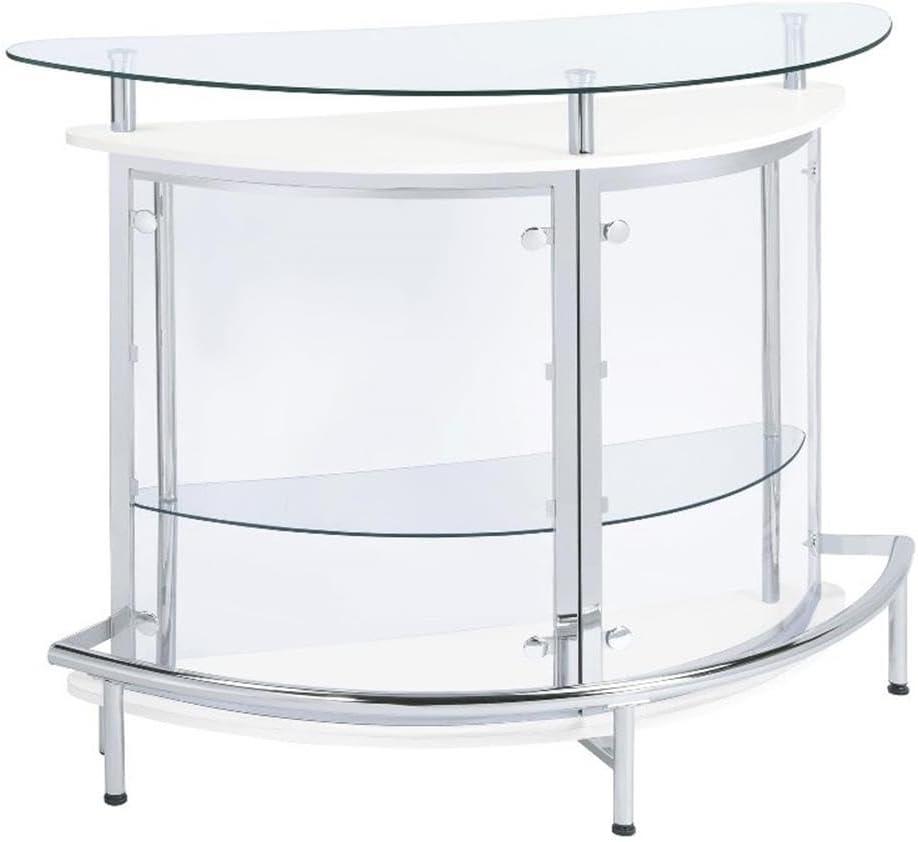 Coaster Amarillo Modern 2 Tier Home Bar Cabinet White/Chrome