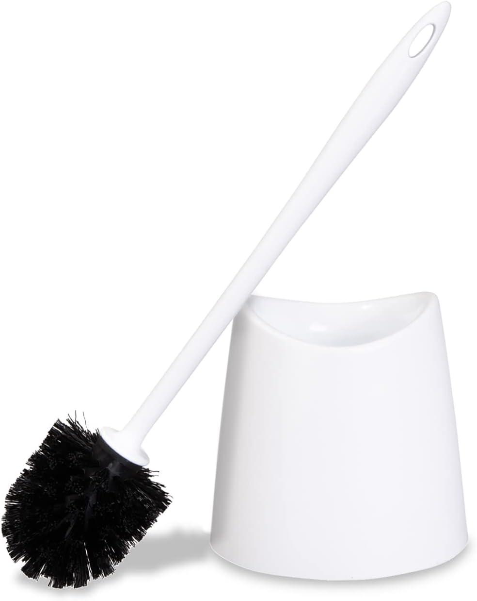 Modern Toilet Brush and Holder, White Toilet Bowl Scrub Brush with Storage Caddy, Bathroom Cleaner. by Superio