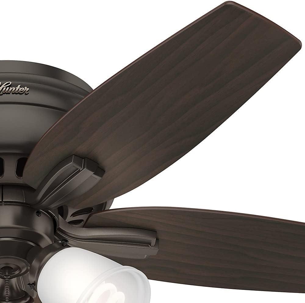 Hunter Fan Newsome 42" 5 - Blade Traditional Indoor Flush Mount Ceiling Fan with Lights and Pull Chains