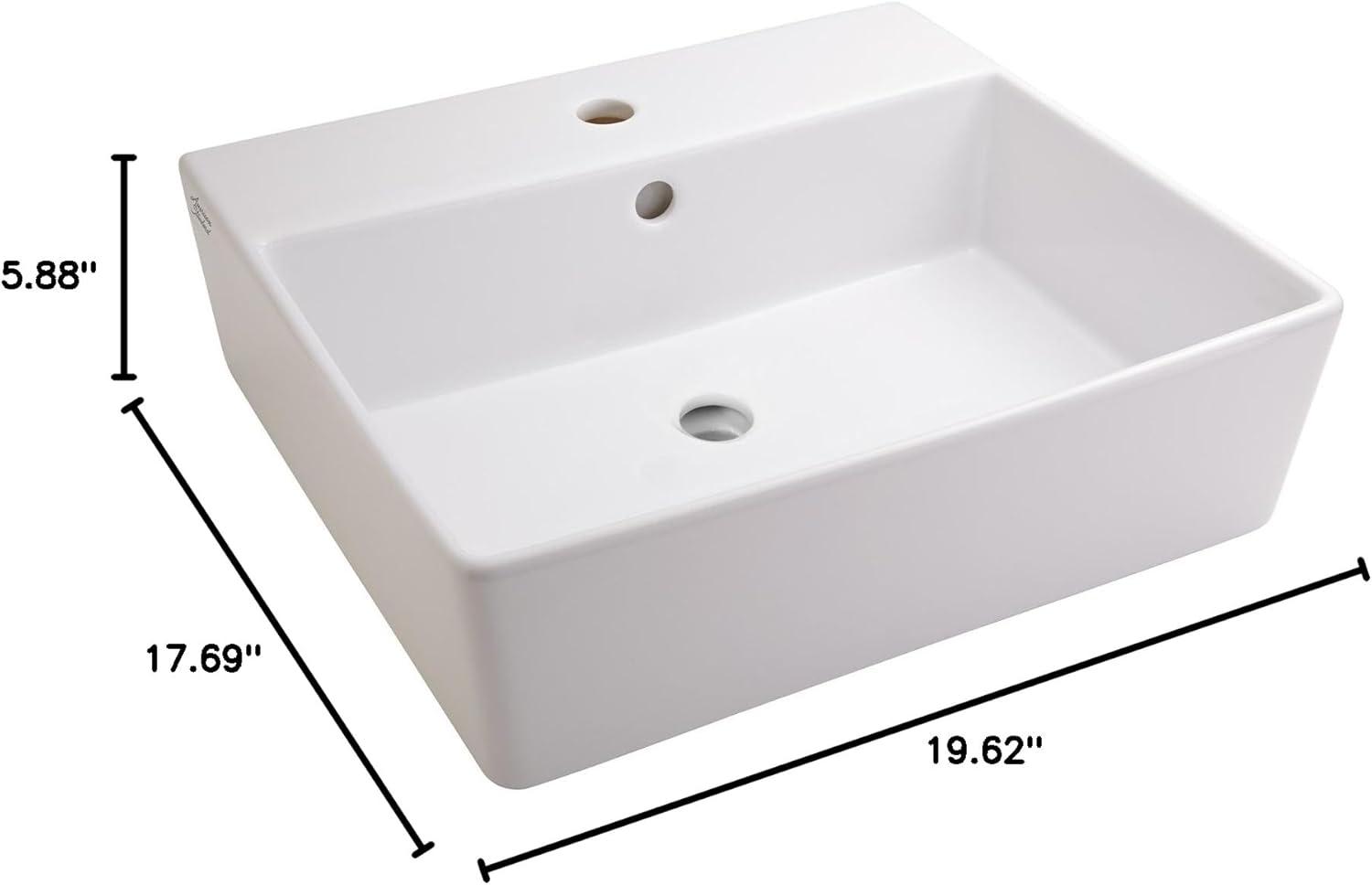 American Standard Loft 17.69'' White Ceramic Rectangular Bathroom Sink with Overflow