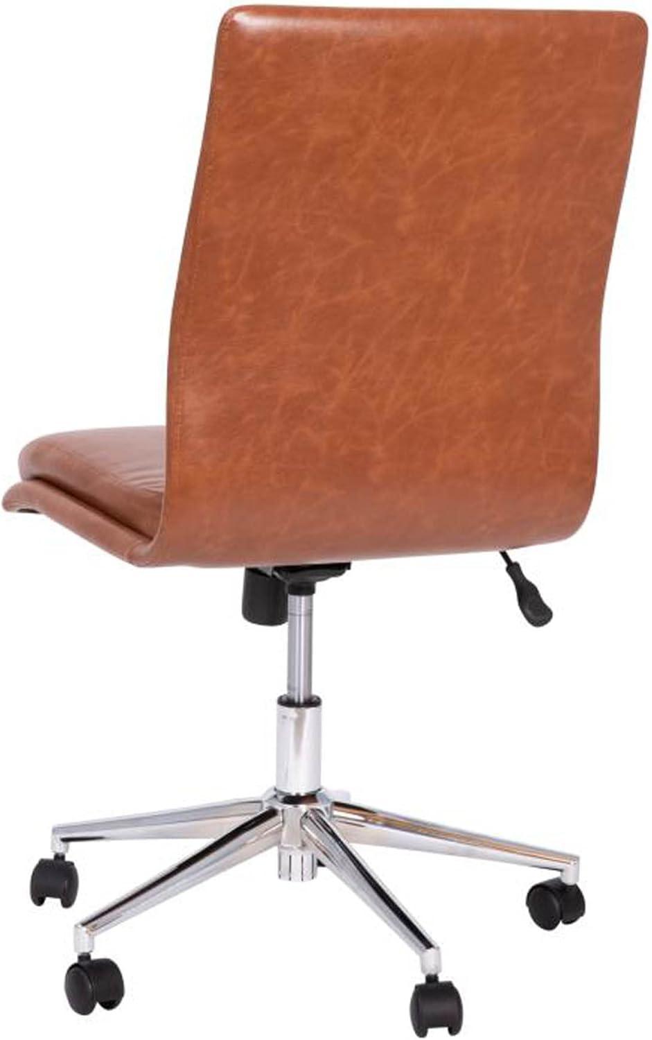 Flash Furniture Madigan Mid-Back Armless Swivel Task Office Chair with Upholstery and Adjustable Metal Base