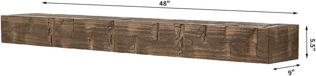 Mantel Directs Country Living Wood Fireplace Mantel Shelf - Bodie Rustic Hand Distressed Pine With Worn, Reclaimed Log Look; For Fireplaces, Hearths & Décor