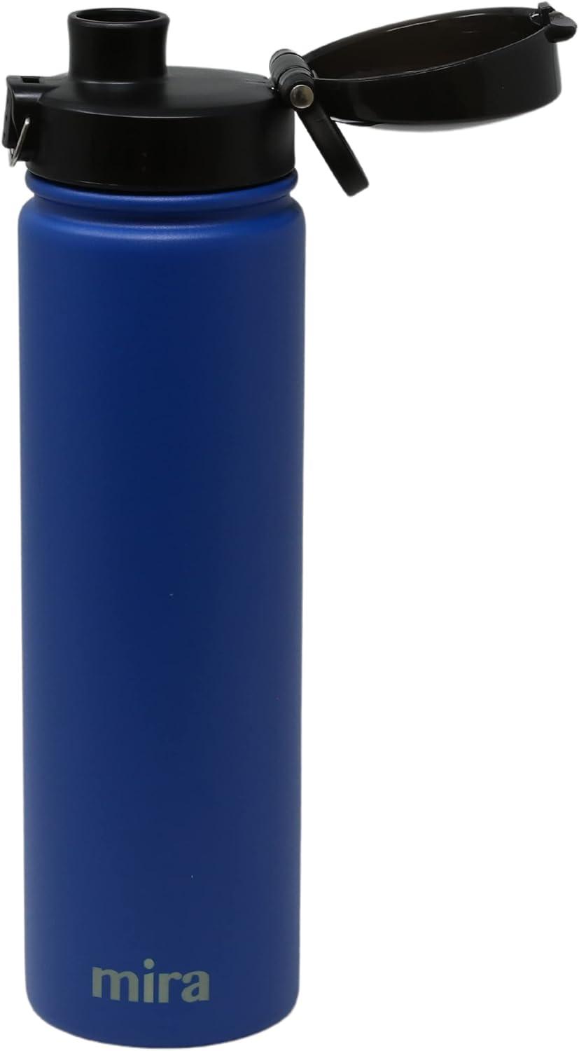 MIRA 24oz Insulated Stainless Steel Water Bottle Hydro Thermos Flask, One Touch Spout Lid Cap, Space Blue