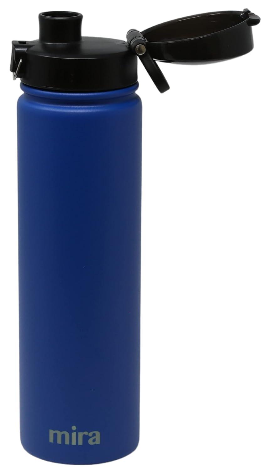 MIRA 24oz Insulated Stainless Steel Water Bottle Hydro Thermos Flask, One Touch Spout Lid Cap, Space Blue