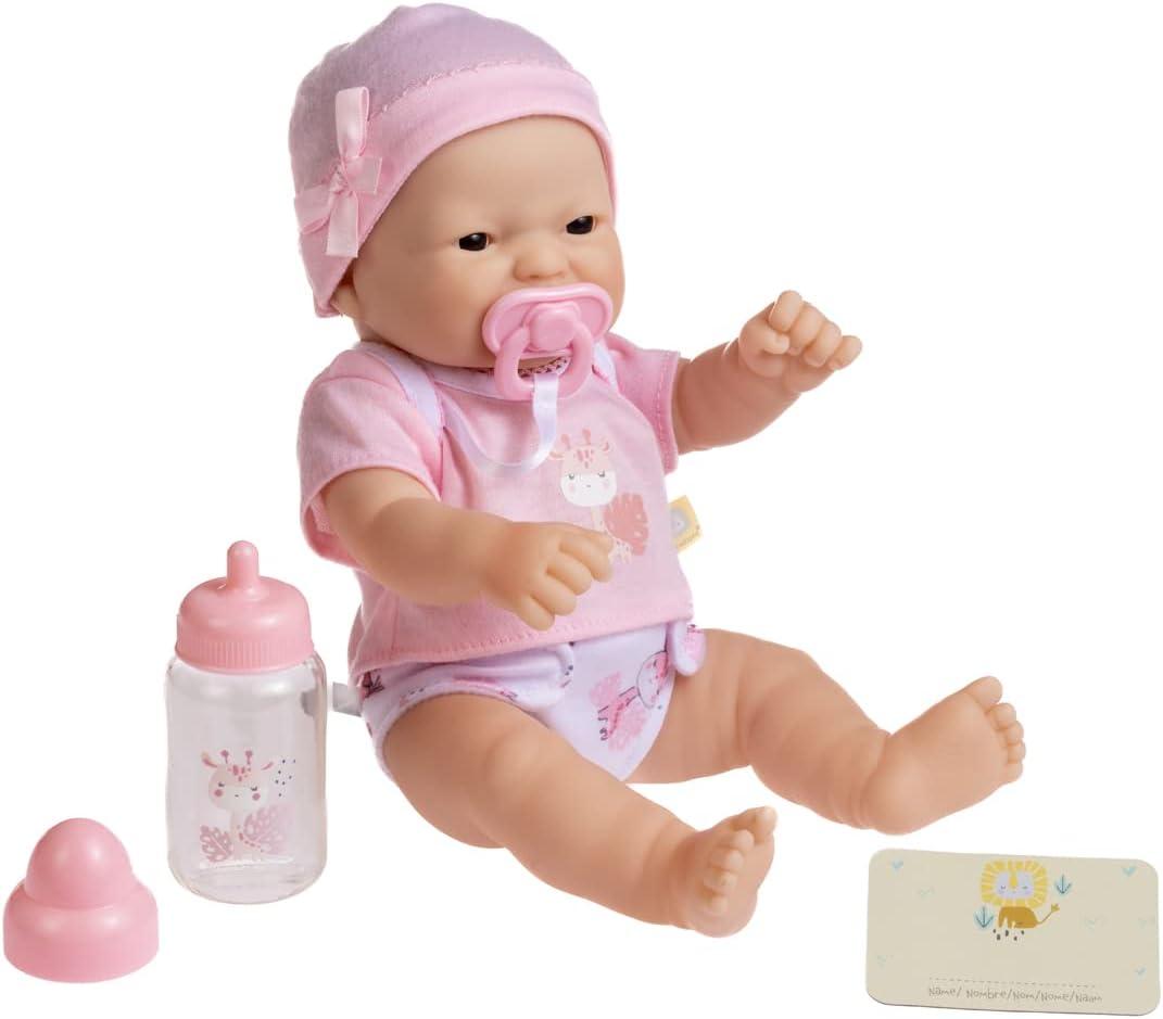 JC Toys - La Newborn Nursery | 7 Piece Doll Gift Set | 12" Life-Like Asian Doll with Accessories | Purple | Ages 2+ (18346) Pink Asian