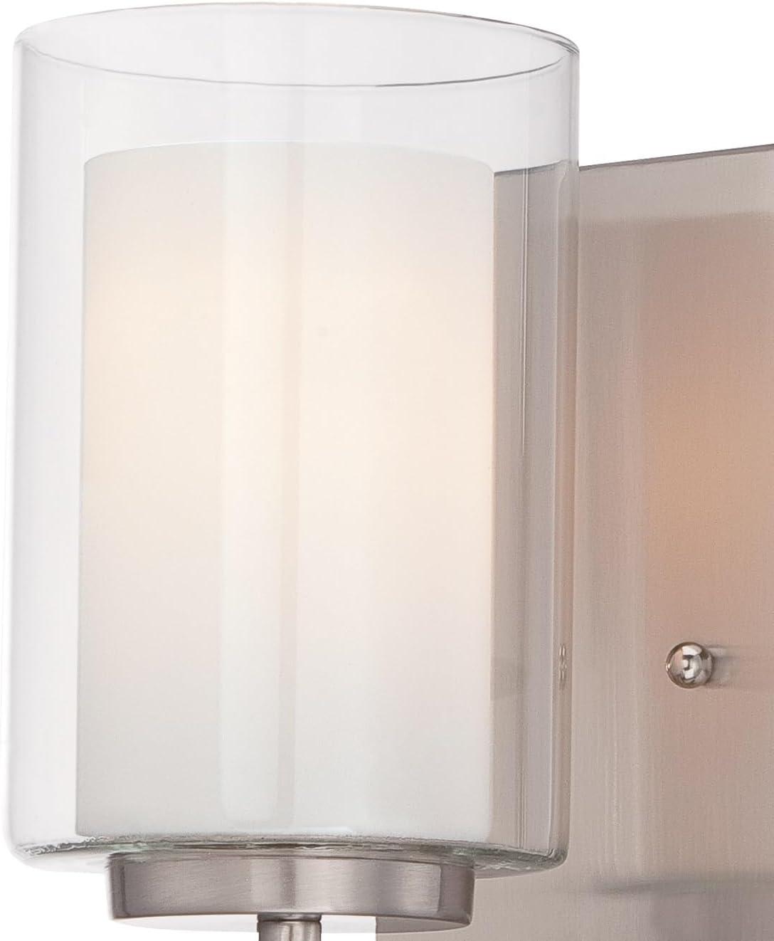 Brushed Nickel Outdoor Cylinder Wall Sconce with Etched Glass