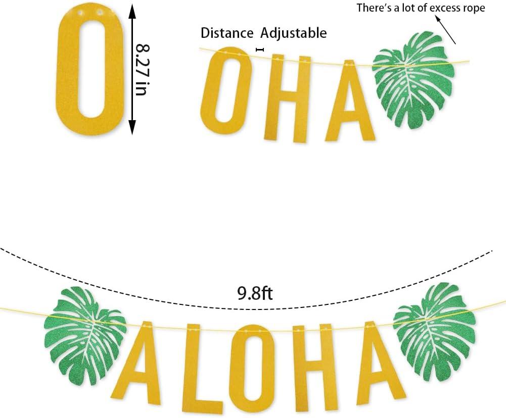 Hawaiian Aloha Party Decorations Large Gold Glittery Aloha Banner for Luau Party Supplies Favors