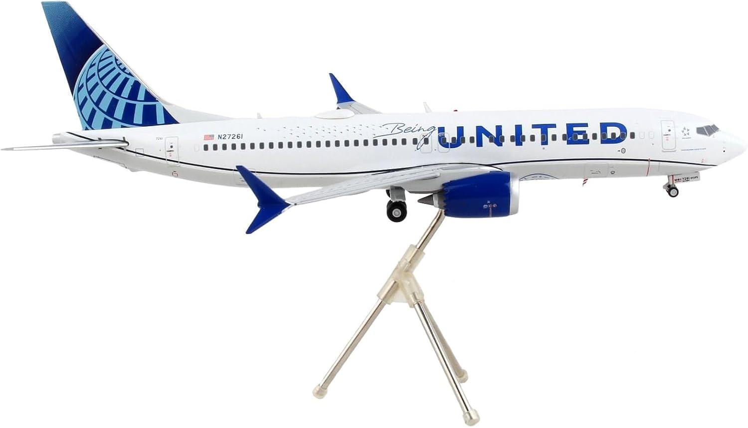 Boeing 737 MAX 8 Commercial Aircraft White with Blue Tail "Gemini 200" Series 1/200 Diecast Model Airplane by GeminiJets