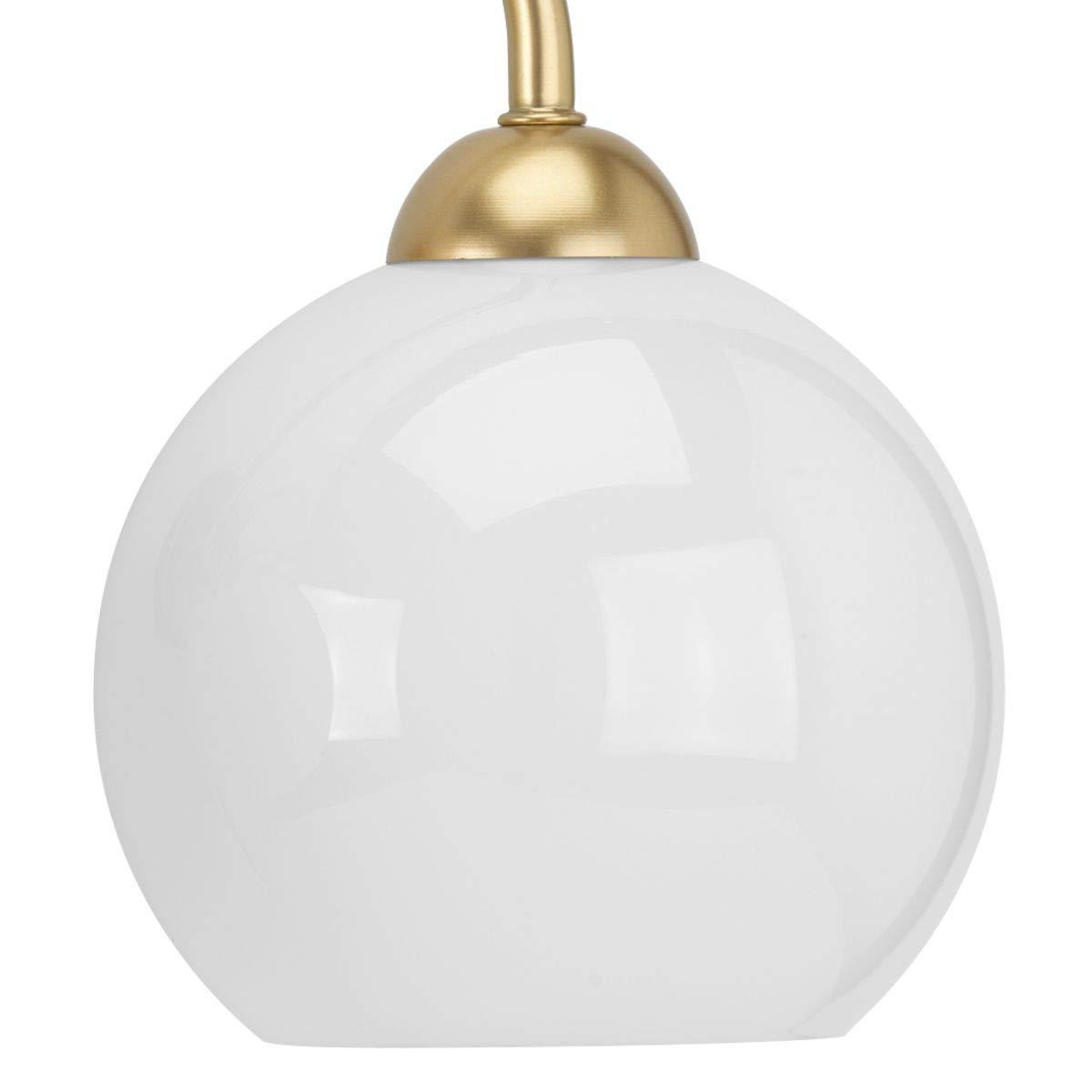 Progress Lighting Carisa 4-Light Bath Wall Light, Vintage Gold, White Glass Globes