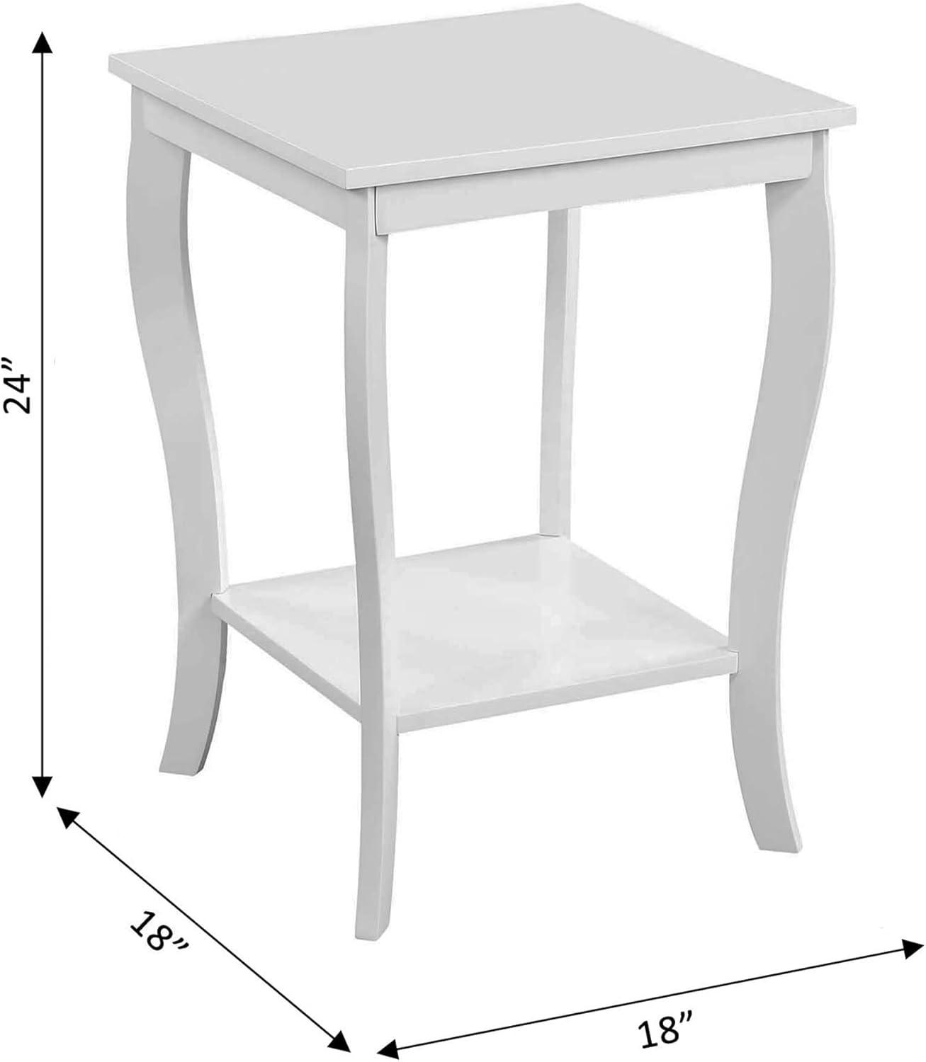 Convenience Concepts American Heritage Square End Table in White Wood Finish