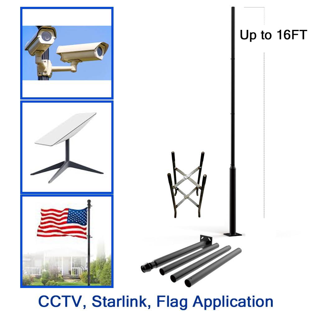 2.5 in - 3 in. up to 13 ft. Black Outdoor Universal Metal Light Post Pole w/ Metal Rebar Cage